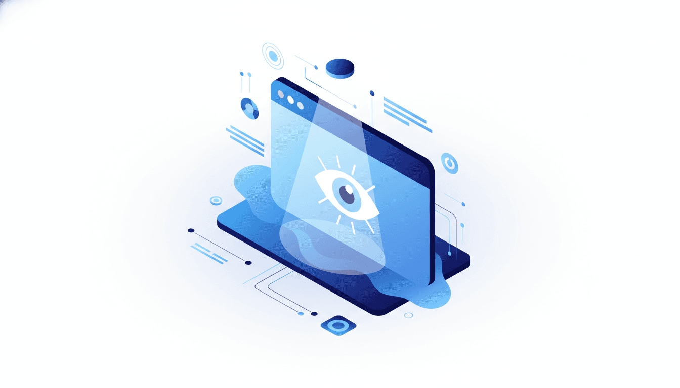 Illustration showing a business website being scanned by AI crawlers like GPTBot and ChatGPT-User